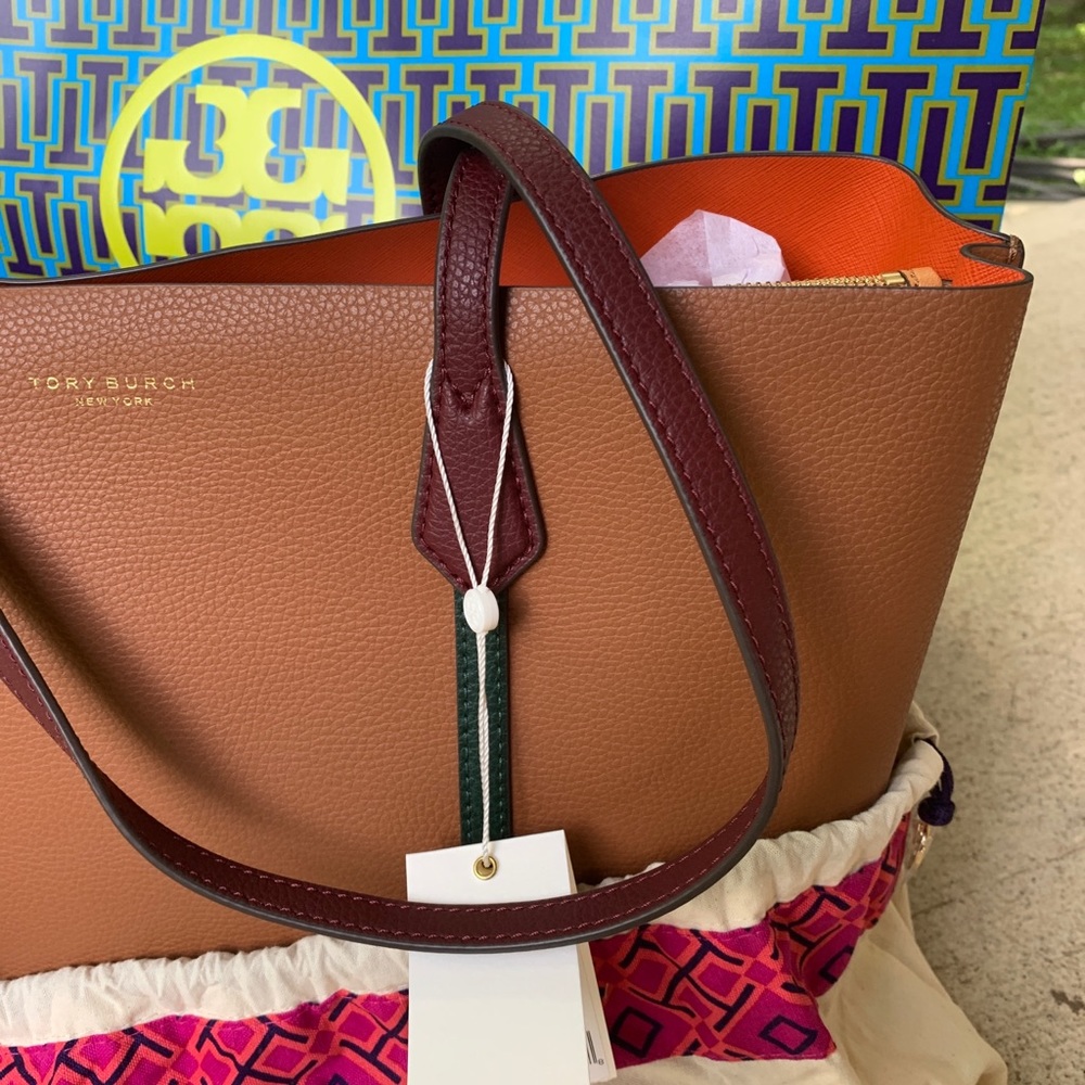 ⛔️SOLD⛔️Auth.TORY BURCH LEATHER TRI COLOR TOTE - Picture 7 of 16
